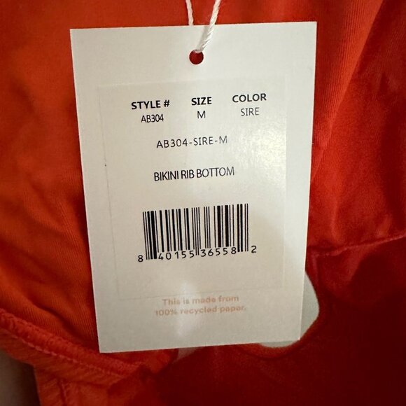 Andie Swim Ribbed Bikini Bottom Hipster Bottoms Siren Orange Size Medium NEW - Picture 4 of 4